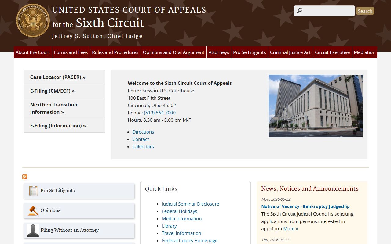 Menominee County Circuit Court federal Sixth Circuit appellate context page