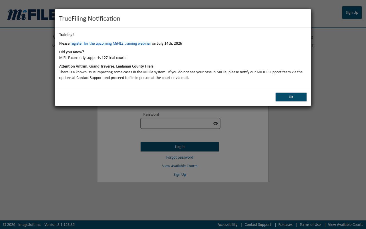MiFILE e-filing system behind Menominee County court dockets