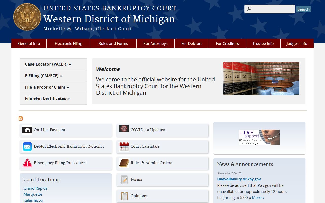 U.S. Bankruptcy Court Western District of Michigan for Menominee County filings