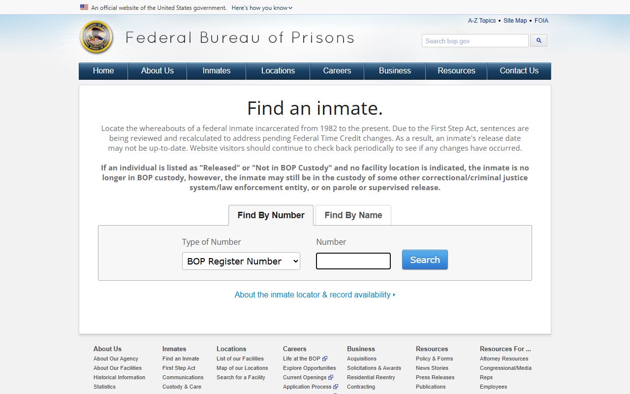 Menominee County inmate search compared with the Federal Bureau of Prisons locator